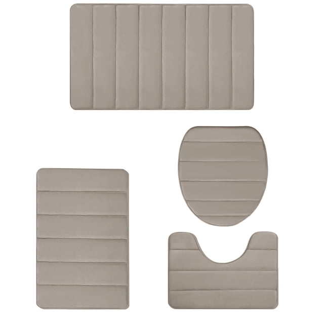 Rbaofujie Washable Rug Memory Foam Bath Mat 4 Set Bathroom Rugs for 4 Pcs Toilet Mats Universal Soft Comfortable Water Absorption Non-Slip Thick Machine Washable Easier To Dry Dark Soft Rug