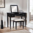 thumbnail image 2 of Linon Butterfly Vanity and Padded Stool Flip Up Mirror 2 Drawers in Black Wood, 2 of 16