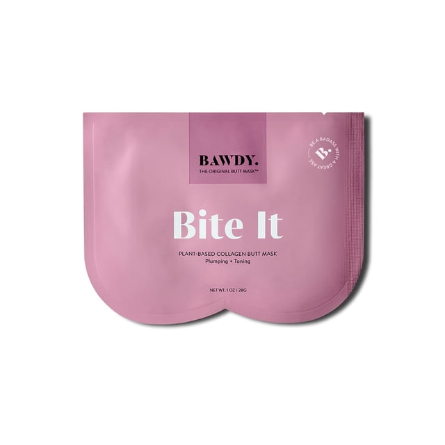 Bawdy Bite It - Plant Based Collagen Butt Mask - Hydrating + Toning Beauty Mask For Your Butt - 2 Sheets One For Each Cheek - Clean Beauty Mask For Your Butt (2 Sheets - Single Use)