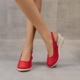 thumbnail image 2 of Penkiiy Sandales Compensées pour Femmes Espadrilles Bout Fermé Slingback Bride à Boucle Confortables Décontractées d'Été Plateformes 36 Rouge, 2 of 9