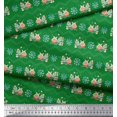 thumbnail image 3 of Soimoi Green Rayon Crepe Fabric Snowman & Snowflake Christmas Print Fabric by Yard 46 Inch Wide, 3 of 5