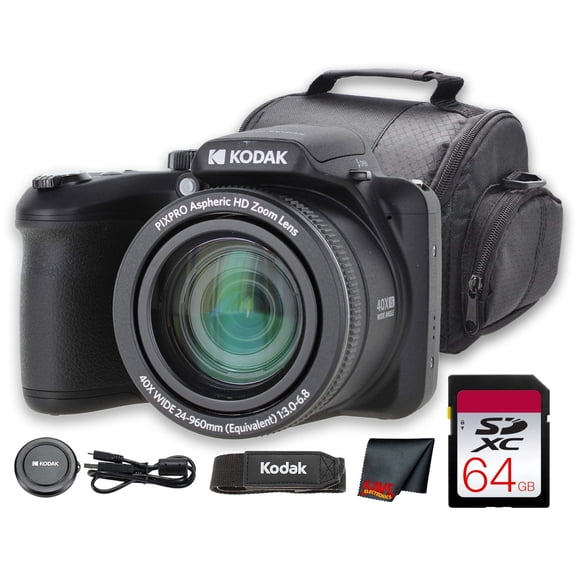 Kodak PIXPRO AZ255 Appareil Photo Numérique 16 Mpx, Zoom Optique 25X, Vidéo 1080p, Écran LCD 3 Pouces, Noir et Étui pour Appareil Photo