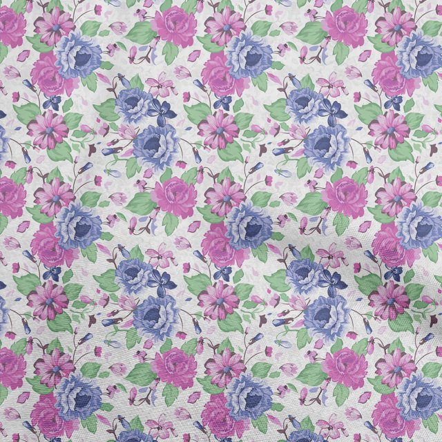oneOone Cotton Poplin Medium Blue Fabric Asian Floral Sewing Craft Projects Fabric Prints By Yard 56 Inch Wide