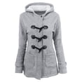 thumbnail image 1 of Fiogavroetic Women Color Horn Buttons Cardigan Padded Hooded Coat Jacket Overcoat, 1 of 4