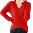 thumbnail image 2 of asjyhkr Tops For Women Long Sleeve Knit Cotton V Neck Sweater Pullover Basic T Shirts Solid Color, 2 of 7