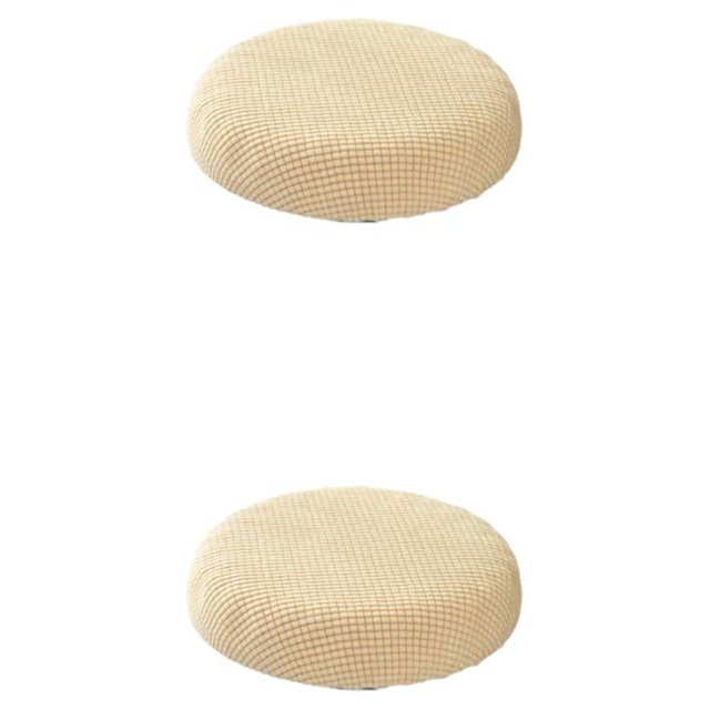 maskred Housses de Coussin Rondes pour Tabouret Confortable Polyester Imperméabilisation Douce beige 2Set