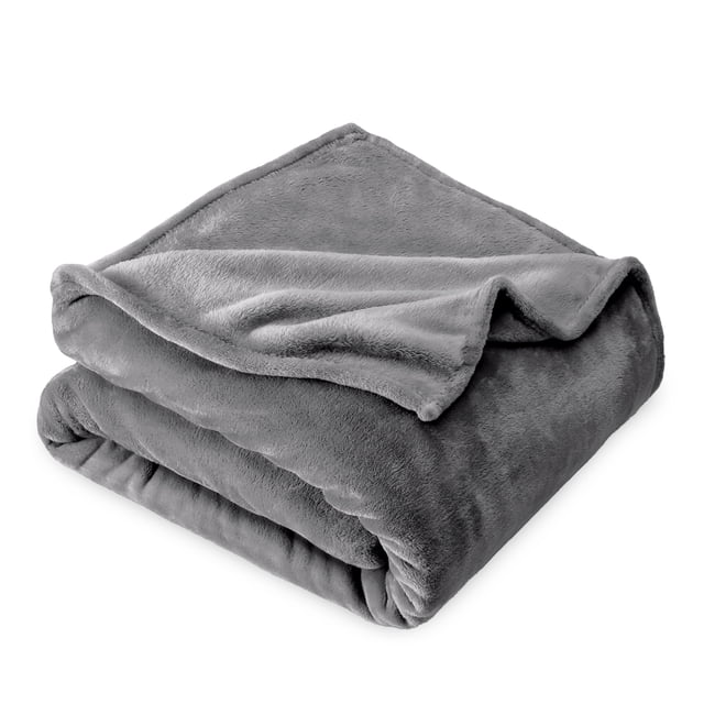 Bare Home Microplush Fleece Blanket - 300 GSM - Fuzzy Microfleece - Soft & Plush - King, Gray