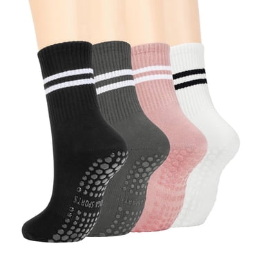 4 Pairs Pilates Grip Socks for Women Yoga Socks with Grips Hospital Socks Grippy Socks Dance Socks