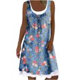 thumbnail image 1 of Pisexur Robe en Denim Aguichant pour Femme Sans Manches à Col en V, Robe Midi à Fleurs, Décontractée, Fente Latérale, Robe-Chemise en Jean, 1 of 4