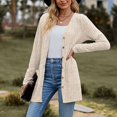 thumbnail image 2 of 2025 Women's Cozy Textured Solid Open Front Plus Size Color Long Sleeve Cardigan Long Loose Cardigan, 2 of 7
