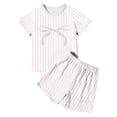 thumbnail image 3 of Korean Style Girls Summer Sleepwear Set Short Sleeve Striped Two Piece Outfit For Daily Wear And Outdoor Activities, 3 of 3
