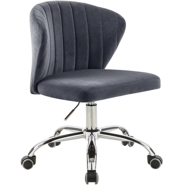 Meridian Furniture Finley Chaise de Bureau Pivotante Réglable en Velours Gris et Chrome