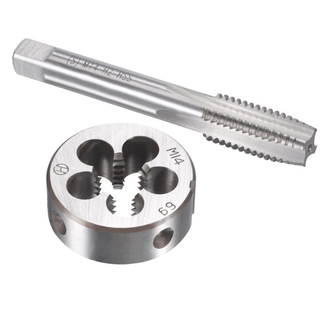 Unique Bargains Ensemble de Robinetterie Métrique et de Matrice, Robinet à Filetage Machine avec Matrice Ronde M14 x 2 mm