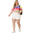 thumbnail image 3 of GRACE & GRANDEUR Women's Plus T-Shirts Round Neck Multi Color Dye Casual Tops 3X Multi-color, 3 of 6
