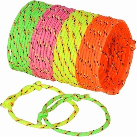 Bedwina Bracelets d'Amitié pour Enfants - Lot de 144 Bracelets en Corde Tressée Néon Ajustables en Vrac pour Filles et Garçons, Prix de Classe, Cadeaux de Fête d'Anniversaire et Articles pour Sacs-Surprises