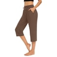 thumbnail image 2 of Plebaso Capri Pants for Women Drawstring Cropped Wide Leg Pants Lightweight Lounge Yoga Capris with Pockets, 2 of 7