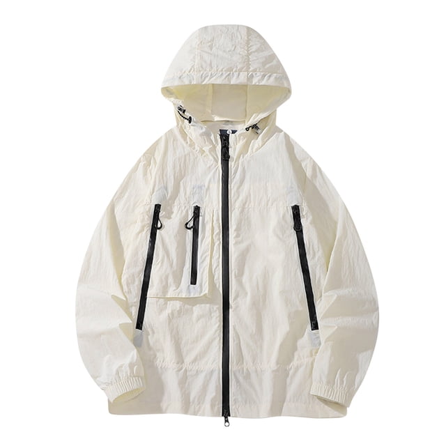 TIMIFIS Veste à Capuche de Protection Décontractée Sun pour Hommes, Manches Longues, Fermeture Éclair, Légère, Confortable, Couleur Unie, Veste Athlétique pour Randonnée, Course, Golf, Sports