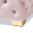 thumbnail image 2 of Baxton Studio Avara Pouf Moderne en Velours Touffeté Rose Clair et Or, 2 of 7