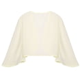 thumbnail image 3 of YUUMIN Boléro Châle en Mousseline Douce Transparente à Manches 3/4 pour Femmes, Veste Cardigan Ouverte à l'Avant pour Robe de Soirée de Mariage, Champagne m, 3 of 4