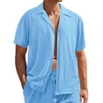 thumbnail image 2 of EOYWHK Mens Short Sleeve Shirt Lightweight Button Down Cardigan Solid Color Summer Hawaiian Shirt with Pockets, 2 of 6