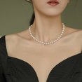 thumbnail image 5 of Collier Perle Coquille Simulée Ronde Blanche en Argent Sterling / Collier de Perles / Bijoux pour Femmes, 5 of 5