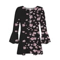 thumbnail image 4 of IROINID Chemises Grande Taille Réduites pour Femmes Col Rond Manches Longues Trompette Quotidienne Basique Boutonnée Tunique Plissée T-shirts Blouses, Pink, 4 of 5