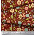 thumbnail image 3 of Soimoi Red Rayon Fabric Leaf Floral Print Fabric by Yard 56 Inch Wide, 3 of 3