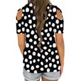 thumbnail image 4 of T-Shirt à Pois pour Femmes, Été, Manches Courtes, à Bretelles, Épaules Dénudées, Hauts, Chemisiers, 4 of 6