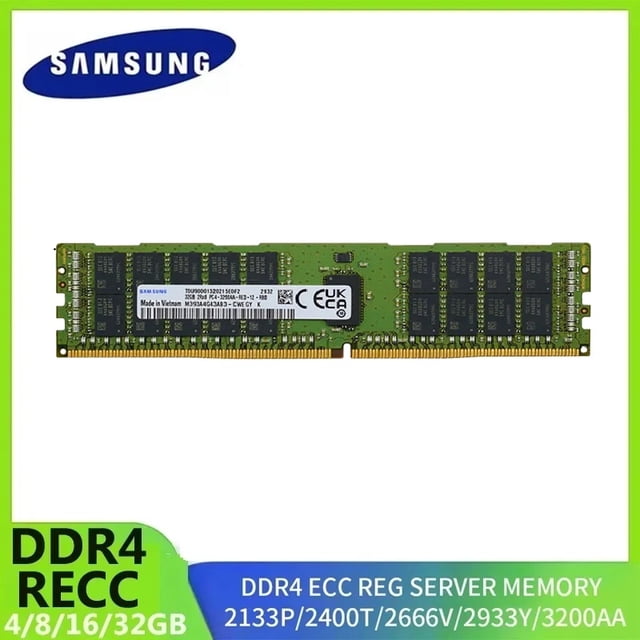 Samsung Server DDR4 Memory Ram ECC REG RAM 32GB 16GB 8GB RECC Support X99 Motherboard RECC 3200AA 2933Y 2666V 2400T 2133P Server