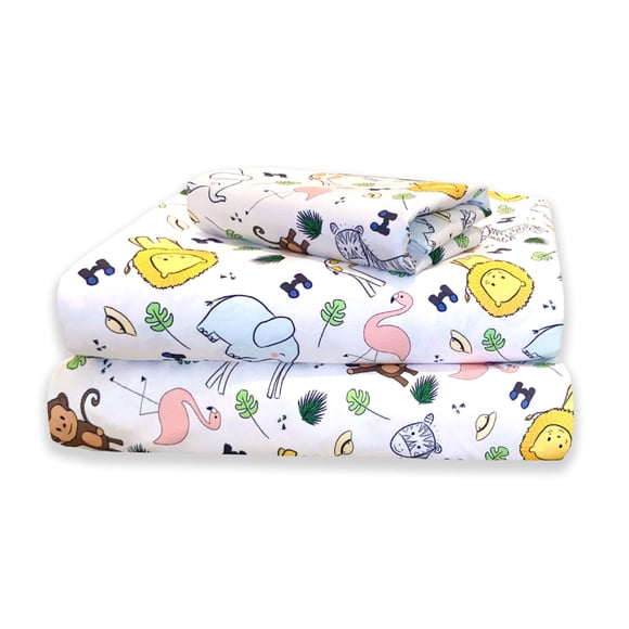 Little Sleepy Head Bed Sheets Twin Safari Set for Kids, Soft Lightweight Microfiber Bedding