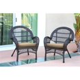 thumbnail image 2 of Jeco Chaise en Osier Couleur Espresso avec Coussin Beige (Ensemble de 2), 2 of 2