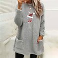 thumbnail image 2 of Pisexur Chandails en Molleton de Noël pour Femmes en Polaire Douce à Manches Longues Col Rond Imprimé Verre de Vin Rouge Chandail-Over Chaud d'Hiver avec Poches, 2 of 3