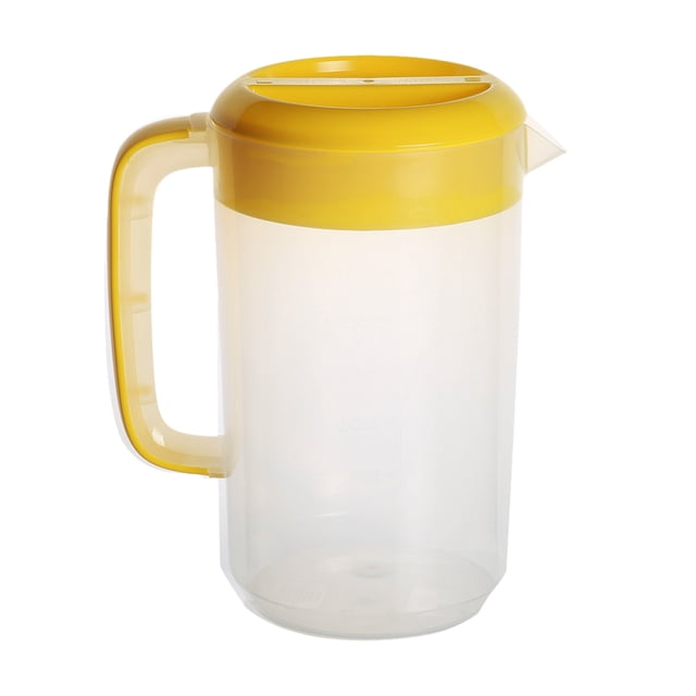 EeaseCA Large Capacity Milk Tea Measuring Kettle Beverage Storage Container With Lid Heat Resistant Cold Water Jug Plastic Juice Pitcher (2500ml Yellow)