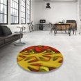 thumbnail image 4 of Ahgly Company Tapis d'Intérieur Lavable en Machine Carré Caramel Brun Transitionnel, 7 Pieds Carré, 4 of 7