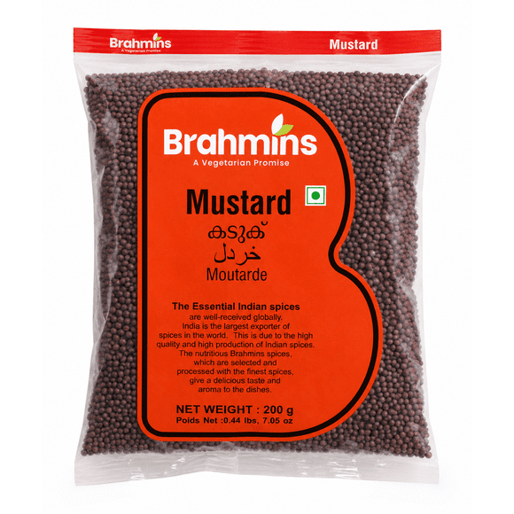 Brahmins Mustard Seeds 200g – Premium Whole Mustard Seeds for Cooking, Seasoning & Pickling