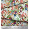 thumbnail image 3 of Soimoi Polyester Crepe Fabric Birds,Leaves & Lily Floral Print Fabric by The Yard 42 Inch Wide, 3 of 3
