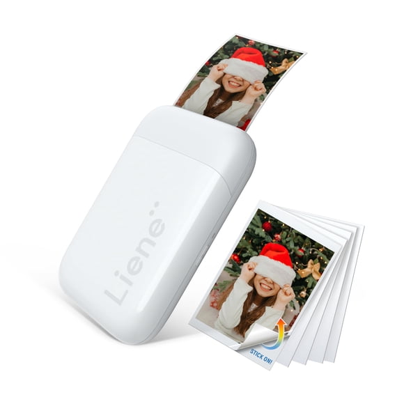 Liene 2x3” Photo Printer, Mini Picture Printer w/ 10 Zink Adhesive Paper, Bluetooth 5.0, Compatible w/iOS & Android, Portable Color Mono Instan