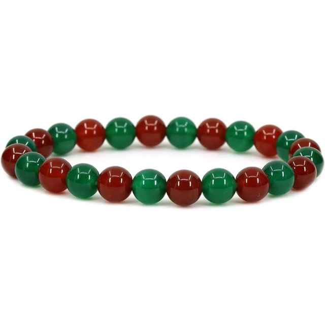 Bracelet Extensible en Perles Boule 8 mm en Agate Rouge de Qualité AA 7 Pouces Unisexe
