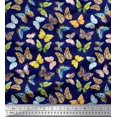 thumbnail image 1 of Soimoi Blue Rayon Fabric Colorful Butterfly Print Fabric by the Yard 56 Inch Wide, 1 of 1