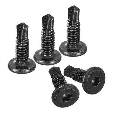 Unique Bargains Hex Socket Self Tapping Screws, 1/4 x 3/4' 410 Stainless Steel Sheet Metal Drilling Screw, Black, 100 Pack