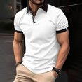 thumbnail image 1 of ylioge Mens Shirts Short Sleeve Golf Tees Shirt Office Work Pullover Button Collared Casual Color-Block Loose Comfort Tshirts Tops, 1 of 6