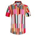 thumbnail image 1 of INSPIRE CHIC Chemises à Rayures pour Hommes à Manches Courtes, Boutonnées, Chemise Hawaïenne Imprimée S Rose Rouge, 1 of 1
