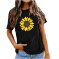 thumbnail image 2 of EGNMCR T-Shirts pour Femmes Mode pour Femmes Col Rond Manches Courtes Hauts à Imprimé de Tournesol de Pâques, 2 of 7