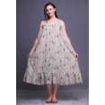 thumbnail image 3 of Bimba Chemises de Nuit en Coton Gris Pâle à Imprimé Tribal Feuilles pour Femmes, Robe Sans Manches, Tenue de Nuit, Robe Maxi, Très Grand, 3 of 6