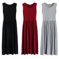 thumbnail image 4 of CNKOO Robes Longues Plissées Unies pour Femmes Débardeur Été Élégantes Décontractées en Modal, 4 of 5