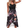 thumbnail image 2 of Pisexur Robe Sans Manches à Col en V Mode Robes pour Femmes Col en V Été Imprimé Décontracté Sans Manches Vacances Plage Longueur Genou Robe Femme Robe, 2 of 4