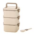 thumbnail image 4 of Abbracc Adult Lunch Box Microwave Lightweight Reusable Bento Box for Work Dining Out 3 Layers Beige, 4 of 9