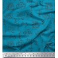 thumbnail image 1 of Soimoi Blue Poly Georgette Fabric Merry Christmas Text Print Fabric by the Yard 42 Inch Wide, 1 of 5