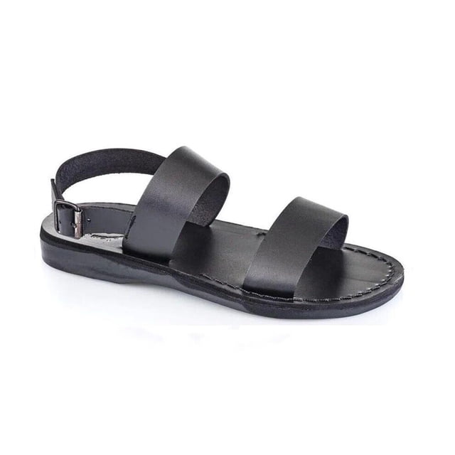 Jerusalem Sandals Golan Sandale Plate à Bride Arrière en Cuir - Noir 46