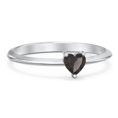 Heart Birthstone Ring - Smokey Quartz (June)